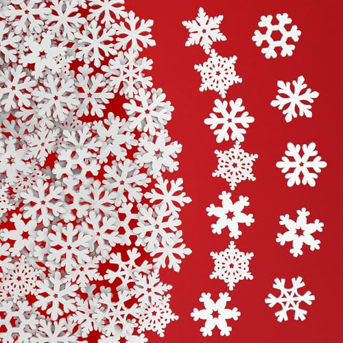 KBNIAN 200 Stück Schneeflocken Holzdeko Mini Schneeflocke Weihnachtsdeko Holzscheiben Streudeko Holz Schneeflocken Anhänger für DIY Basteln Weihnachten