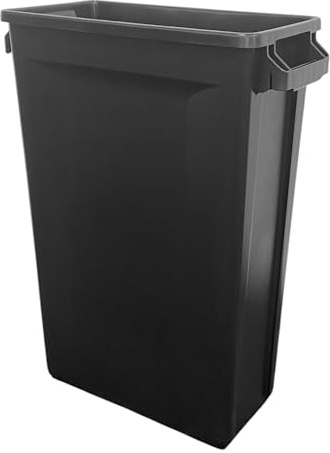 Chabrias Ltd Black Slim Commercial Waste and Recycling Bin | 60 litre vented slim bin with four bag cinches and moulded handles for kitchens, offices, bars, restaurants and workplaces.
