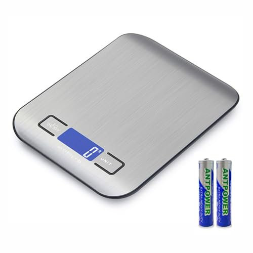ARKAIUT Báscula de Cocina Digital de Acero Inoxidable, Precisión de 1g a 5kg, Pantalla LCD, Múltiples Unidades de Medida - Ideal para Pesaje de Alimentos y Cocina