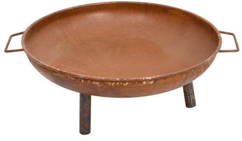 Sufrk Eldstad 67,5 x 58 x 22,5 cm stål-eldstad – trädgårdsuteplats värmare för vedstockar och kolbränning – utomhus trädgård eldskål brasier för värme och atmosfär