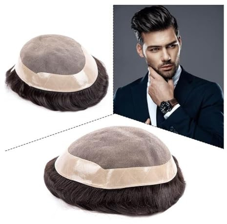 Perücke Männer Toupet for Männer, Echthaar, Haarteile for Männer, feines Mono-Top, PU rundherum, männliche Haarprothese, 15,2 cm, indisches Remy-Haar, Ersatzeinheit for Männer, 2# Braun toupet für män