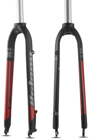 BSFHQS Fahrradgabel 26 27,5 29Zoll Mountainbikes Starre Gabel 1-1/8'' Gerades Rohr Rennrad Hartgabel Aluminiumlegierung Scheibenbremse Vordergabel Schnellspanner 9 * 100mm QR(Black red,Straight_26IN)