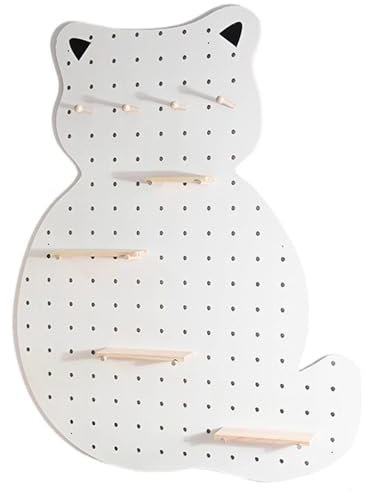 SCBTGKLN Pegboard, Wall Pegboard, Peg Board Wall Organizer, Cat-Shaped Wooden Pegboard Wall Organizer, Wooden Peg Board, Pegboard Panel Kits, for Home, Pet Store(White)