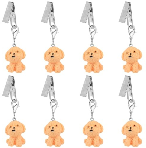 LEGENTLISUR Juego De 8 Pieza Cachorro Amarillo Pesas para Manteles Manteles Colgantes Clip,Lindas Pesas para Manteles con Clip Decoración De Mesa para El Exterior, Hogar, Picnic, Camping, Fiesta