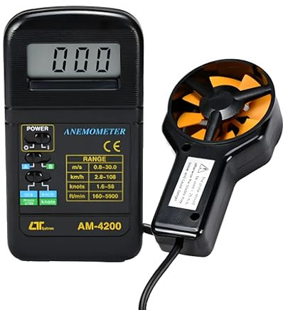 i-POOK ANEMOMETRE DIGITAL AM-4200 - Anémomètre portable - Vitesse du vent - Vitesse de l'air 0,8 à 30,0 m/s - Résolution : 0,1 m/s - Haute qualité - Fabriqué à Taïwan