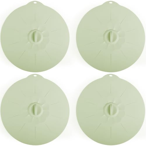 4 Pack 11.8 Silicone Lids for Cups Bowls Plates Pans, Microwave Splatter Cover, Kitchen Containers Lids Cover for Food Storage,Light Green Extra Large