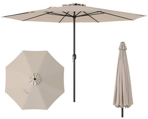 TANGZON 3.5 m Beige Garden Parasol with Crank Handle