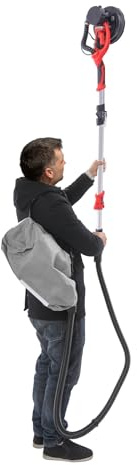 soudesileim Ponceuse électrique pour cloisons sèches avec LED, poignée pliable, 6 vitesses, 1800 tr/min, travaillé 3,6 m²/h, interrupteur One Touch Lock, ponceuse murale, ponceuse de plafond (rouge)