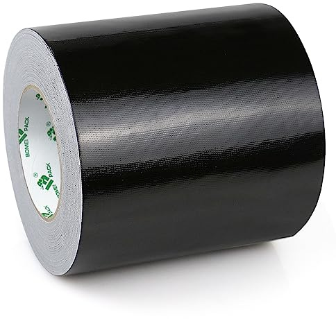 BOMEI PACK Ruban Adhésif Toilé Heavy Duty Duct Tape 150mm x 50 m pour les travaux de réparation, fixation, de scellage, d'étiquetage et de rénovation (Noir)