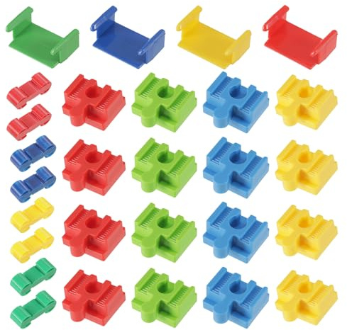 Holzeisenbahn Schienen Adapter, 28 Stück Eisenbahn Holz Schienen Connectors Eisenbahn Spielzeug Zubehör, Schienenverbinder aus Kunststoff für Kinder im Alter Von 3-7