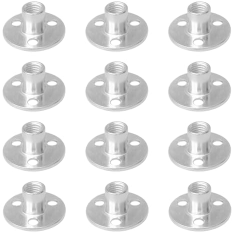 Orivin 12 tuercas M10 de 3 orificios para placa trasera - Tuercas en T para carpintería, montaje de muebles y proyectos de bricolaje