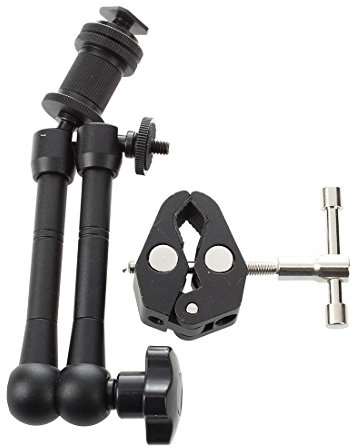 Cpolebev 11 Pulgadas Brazo Magic articulacion de friccion + Super Abrazadera Alicates de Cangrejo Clip para DSLR
