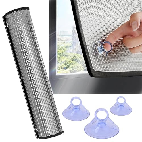 Pellicola Anticalore per Vetri, Protezione Solare Pellicola per Finestre Pellicola Isolante in Lamina di Alluminio con Ventosa Anti-UV Privacy Pellicola Oscurante Per Stanza Sole(110x130cm/43x51)