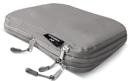 NANDADEVI Organizador de maletas, cubos de embalaje, gadgets de viaje, esenciales, organizador de maletas para maletas y mochilas (S-gris, 30 x 20 x 5 cm)