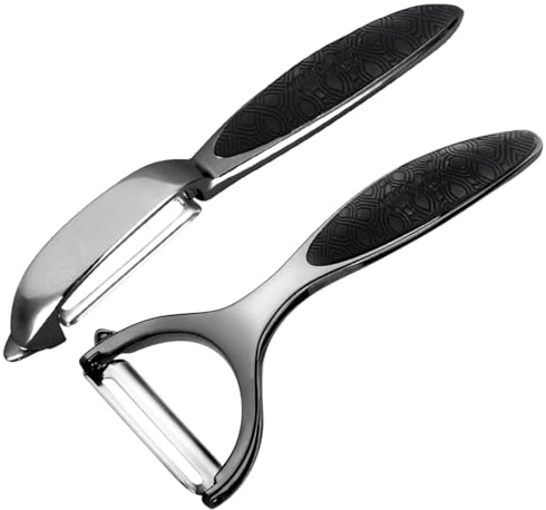 Leaflai Potato Peeler Stainless Steel Y & I Shapes, 2Pcs, Black