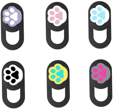 LOLIPPYY Cubierta de Cámara Web para Portátiles y Tablets, Diseño de Garra Gato, Adhesiva, Paquete de 6 Unidades, Protección Privacidad Móvil y Ordenador Portátil, Tamaño Pequeño Negro