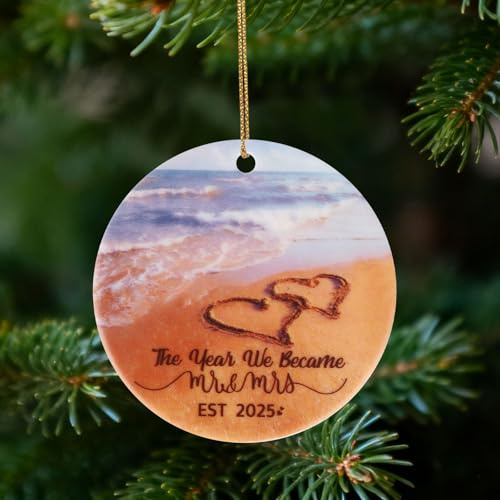 2025 La Nostra Prima Decorazione Natalizia, Decorazione Natale Mr e Mrs Addobbo Nuziale di Cristallo per Nuove Coppie Regalo Matrimonio Bridal Shower