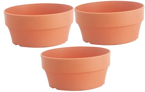 LOORGVEL 3 St Japanska Runda Plastkrukor för Växter Imitation Lerkänsla med Dräneringshål Lämpliga för Inomhus Utomhusbruk Idealiska för Bonsai och Trädgårdsblommor