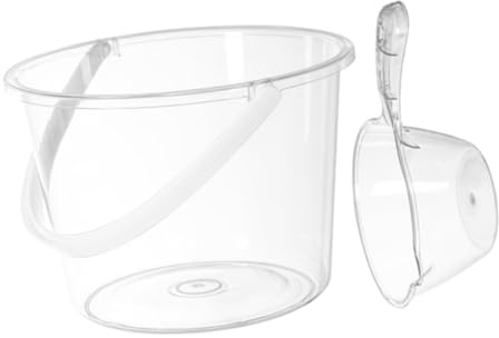 iplusmile Seau Plastique Transparent Capacité Importante avec Poignée et Cuillère Polyvalent pour Lavage Jardinage et Rangement Eau et Facile à Nettoyer
