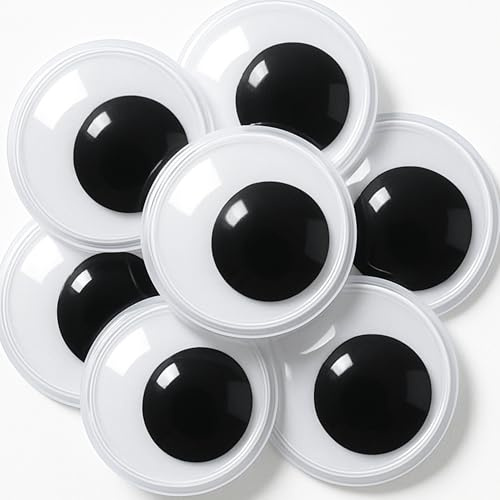Large Googly Eyes Self Adhesive, 50mm Giant Stick On Eyes for Crafts | Big Google Stickers, Extra Wide Wobbly Domes, XL Black Pupils, Peel Off Backing, Pack of 8