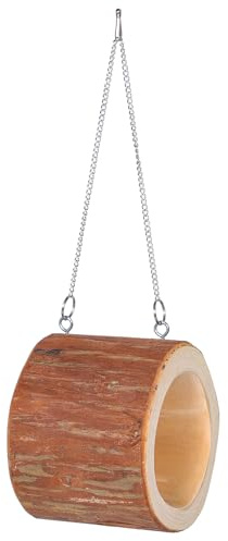 Yardenfun Nichoir à Oiseaux en Bois Naturel Suspendu Maison en Bois Cylindrique pour Jardin et Balcon Nid de Couchage Sécurisé pour Petits Oiseaux Décoration Extérieure Écologique