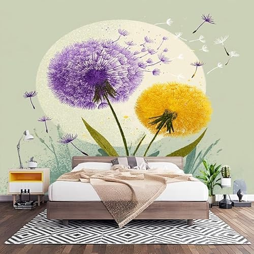 Fotomurales XL 250x175 cm Multicolor Impermeable Papel Pintado Tejido no Tejido IlustracióN de Diente de LeóN Decoración de Pared Moderna Murales para Pared Salón Cocina Baño Pasillo Comedor