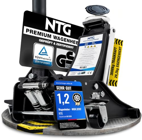 NTG Hydraulisk domkraft 3T dubbelcylinder – TÜV-certifierad platt