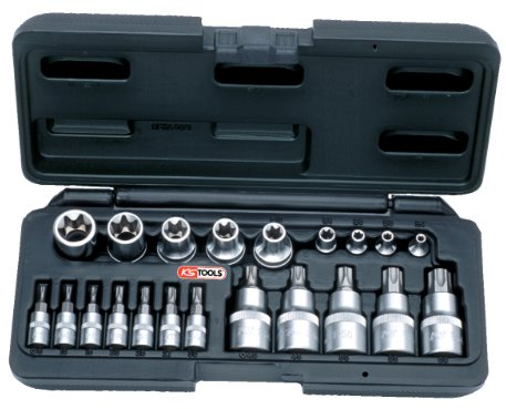 KS Tools 911.4307 Coffret de douilles et d'embouts Torx 1/4 + 1/2 21 pièces