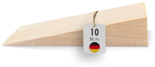 haggiy Hartholzkeil 10 STK Unterlegkeile Buche - Türstopper 70x25x15mm | Holzkeil Set, Buche Natur, Ideal für Möbel, Montage, als Türkeil und Möbelkeil DIY