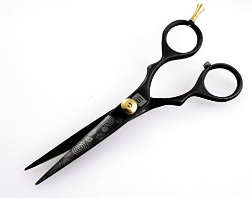 Ciseaux de Coiffure, Ciseaux de Coupe de Cheveux de Style Japonais - Lames Ultra Tranchantes pour Réduire les Pointes Fourchues - Motif Cercles + Étui
