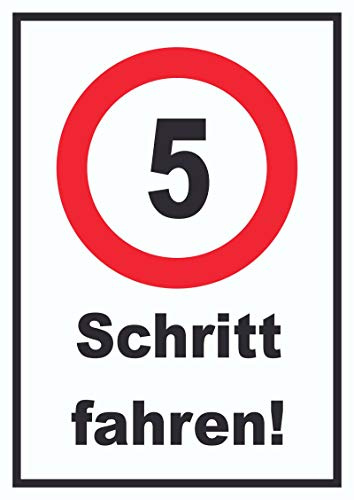HB-Druck Schritt Fahren 5 km/h Schrittgeschwindigkeit Schild Langsam Fahren A4 Rückseite selbstklebend