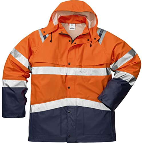 Fristads Warnschutz-Regenjacke Klasse 3 4624 Rs - Größe XS - Warnschutzorange/Marineblau