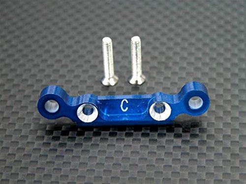 Kyosho Mini Inferno Tuning Teile Aluminium Rear Arm Bulk (3 Deg) for Rear Gear Box with Screws - 1Pc Set Blue