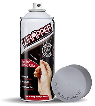 4R Quattroerre.it 16432 Wrapper Spray Argento Opaco | Vernice Removibile per Carrozzeria | Pellicola Spray Protettiva UV e Anti-Graffio | Wrapping Liquido Made in Italy
