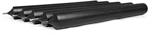 DarXity 5 Black Candles by durchgefärbte Schwarze Kerzen, Stabkerzen (L: 18cm, Ø: 22mm)