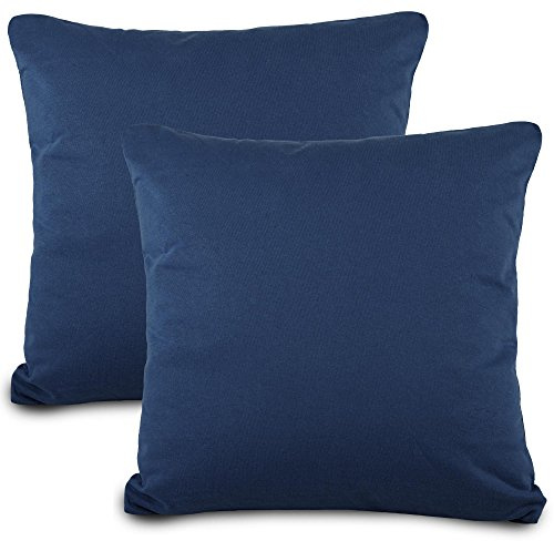 aqua-textil Classic Line Baumwoll Kissenbezug 2er-Set 80 x 80 cm dunkel blau Kissen Bezug Kissenhülle. Kopfkissenüberzug. Pillowcase. Bettkissen. Kopfkissenbezug. Reißverschluss Jersey