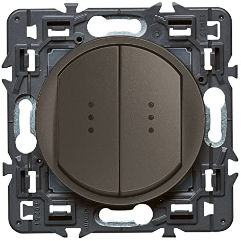 Legrand Céliane Soft - Interruptor de luz doble (10 A, incluye indicador indicador), color negro