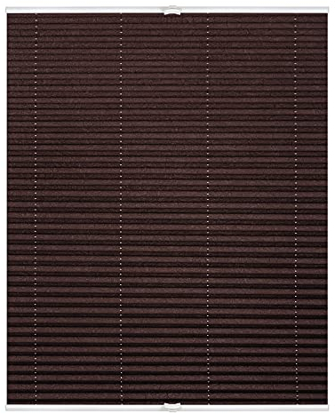 Lichtblick Plissee Klemmfix, ohne Bohren, verspannt, lichtdurchlässig, Blickdicht, Uni, mit eleganter Crushed Optik Braun,75 cm x 130 cm (B x L)