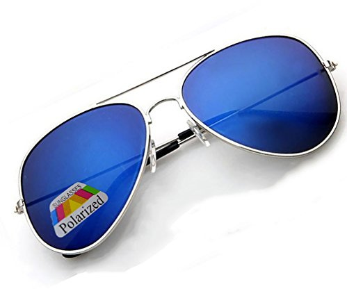 Gafas de sol polarizadas de estilo aviador para niño en muchos colores, gafas de sol infantiles unisex estilo aviador Azul Silver Frame Blue Polarized Mirror