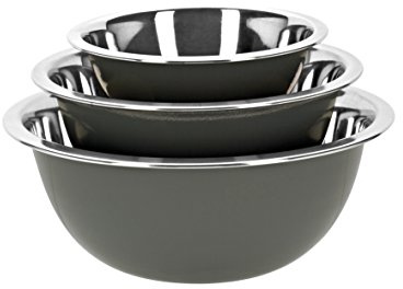 GSW 158503 Magic Color Grau Magic Color Schüssel-Set 3-teilig Edelstahl, 24,5 x 24,5 x 9,2 cm, 3 Einheiten