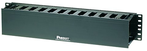 Panduit WMPF1E 2RU PatchLink Horizontal Single-Sided Cable Manager w/ Dual Hinged Front Cover, Black