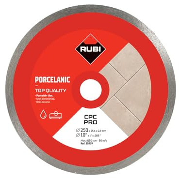 RUBI | Diamond Blade to Cut Fine Porcelain Tiles with Thicknesses of Less Than 25 mm | Recommended for Mitre Cutting | 250 mm | CPC 250 PRO
