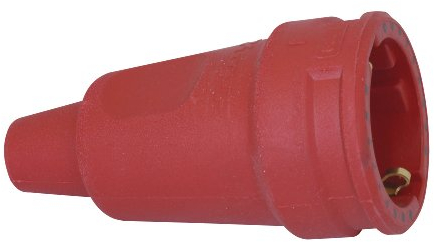 Kopp 180912005 - Spina di gomma con contatto di protezione e guaina antipiega, colore: Rosso
