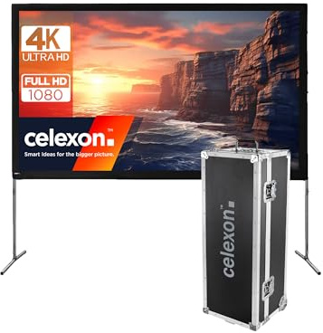celexon Écran de Projection sur Cadre Pliable Mobile Expert 115 | 244x152 cm 16:10 | Écran sur Pied pour intérieur & Plein air | pour vidéoprojecteurs 4K Full HD | Valise à roulettes Incluse