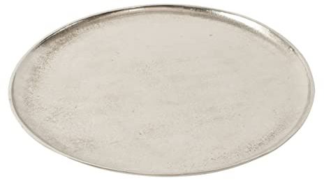 Deko Tablett Aluminium vernickelt Silber Ø 42 cm