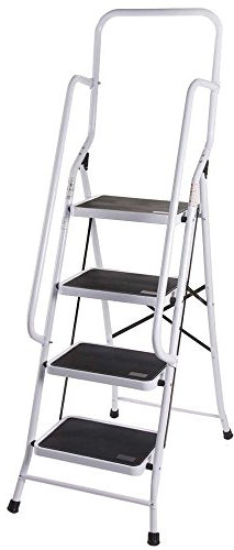 Home Vida 333409 Scala a 4 gradini Sicurezza Pieghevole Antiscivolo e Resistente, 4 Passi con corrimano, H 159 x W 53 x D 81 Cm Approx