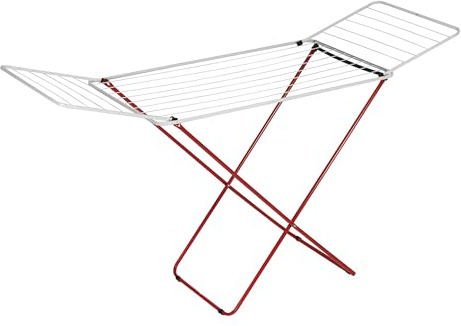 MSV - Étendoir à Ailes 18M - Acier Blanc et Rouge - Capacité Séchage Optimale - Dimensions 180x50x108cm - Durable et Pliable - pour Intérieur et Extérieur - Pratique et Efficace