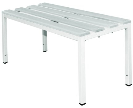 Lüllmann Sitzbank Garderobensitzbank Umkleidebank freistehend 200cm 801130 hellgrau, Gestell Stahl Lichtgrau