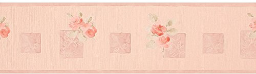 Bordüre Blumen Dekor beige grün rotbraun