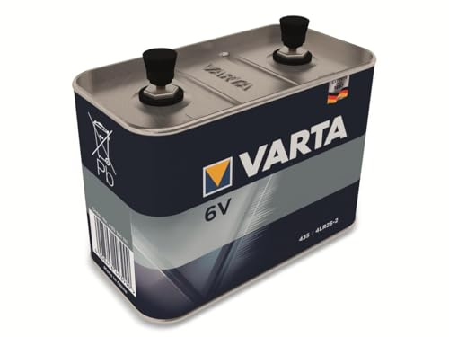 VARTA Batterie 435, Blockbatterie 4LR25-2, 1 Stück, Alkaline, 6V, kompakt und leistungsstark für Baustellenleuchte / Baustellenlampe / Sicherheitsgeräte / Handscheinwerfer